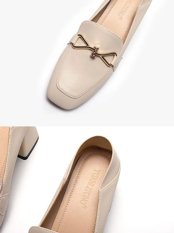 Casual two-wear thick-heeled fashionable head comfort high-heel loafers