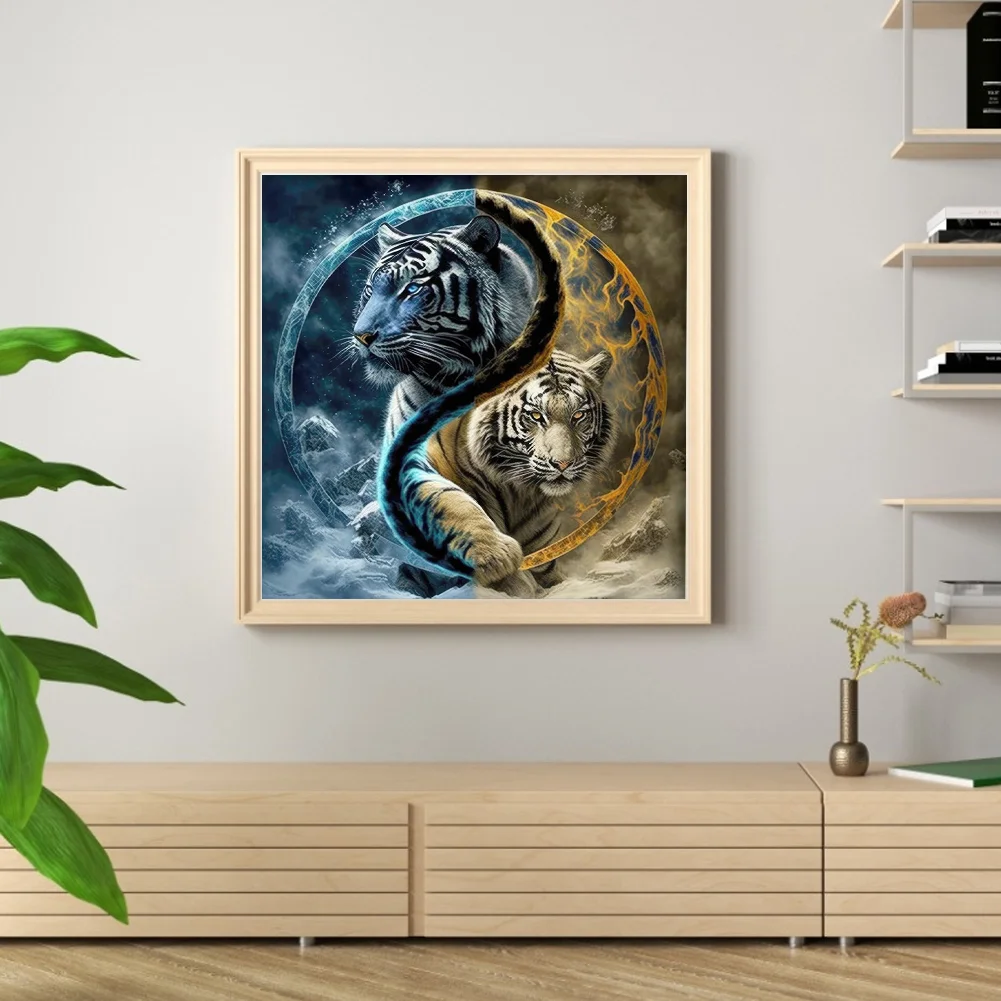 11CT Full Stamped Cross Stitch - Yin Yang Tiger(Canvas|45*45CM)