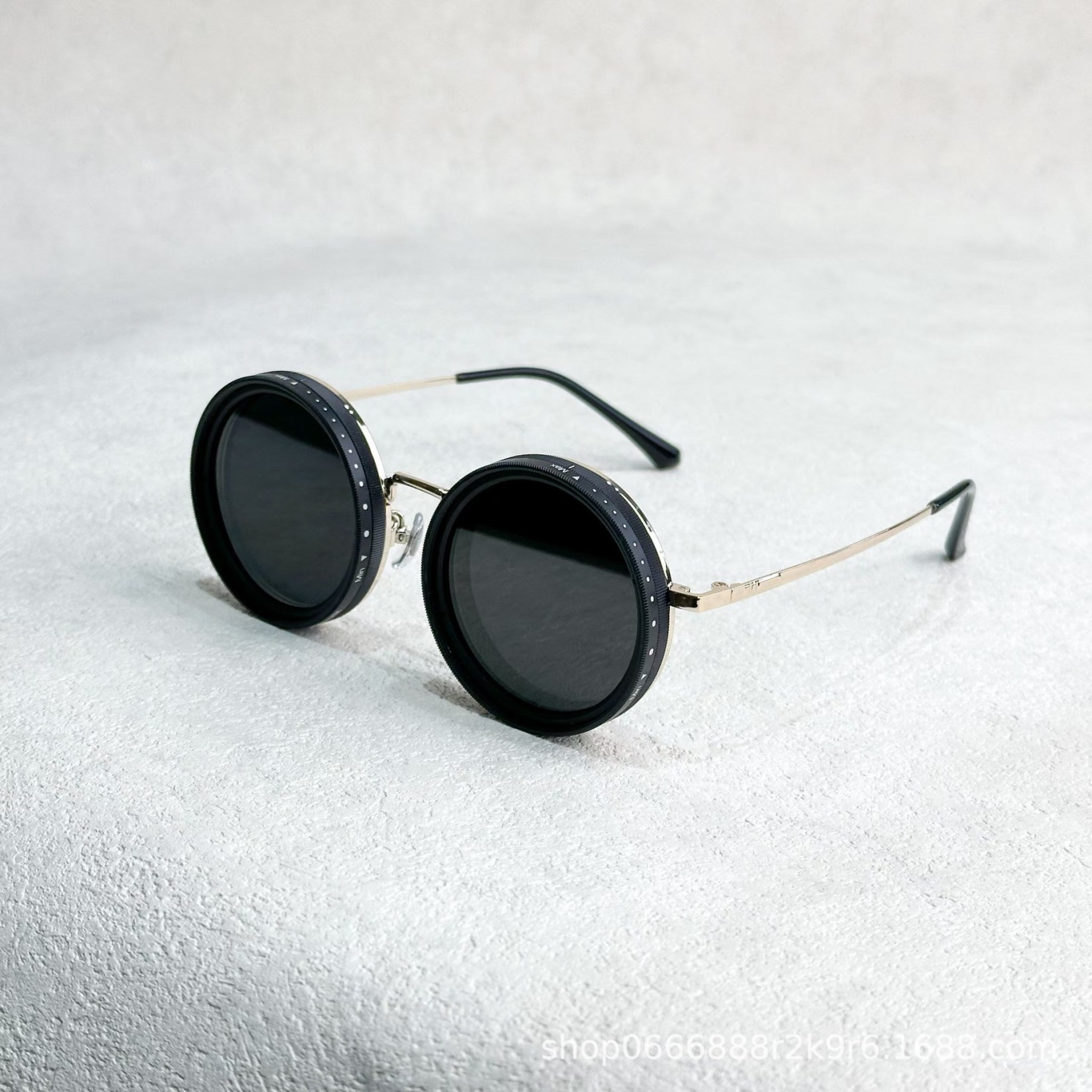 Retro Rounded Polarized Glasses with 1-9 Gears Adjustable ND