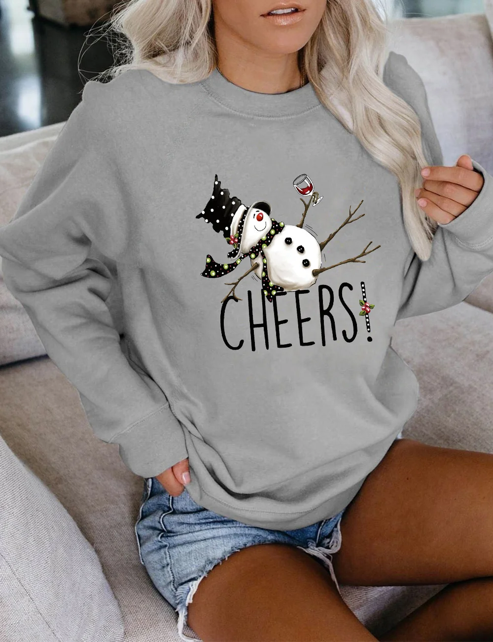 Cheers Snowman Christmas Sweatshirt