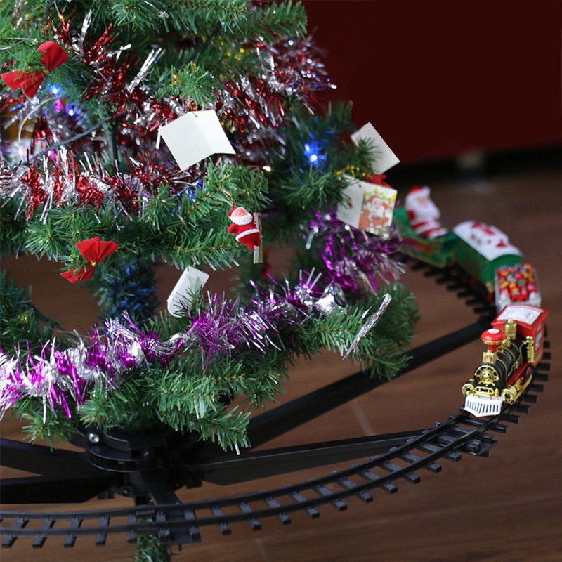 Tegooe Christmas Tree Hanging Electric Train Set with Sound and Light ABS Material