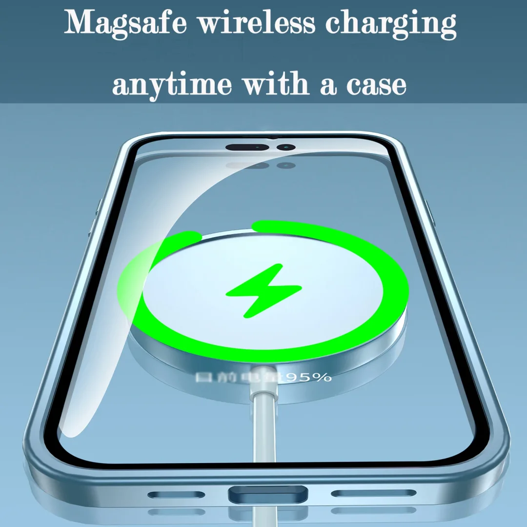 For iPhone 13/14 Series Single-Sided Snap Fastener Aluminum Alloy Frame Phone Case