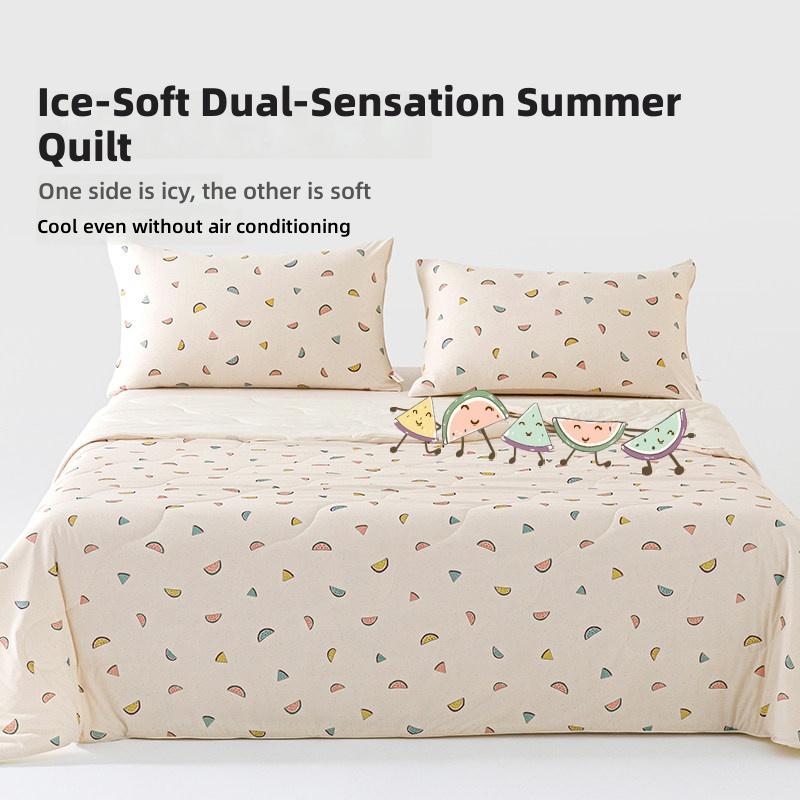 Ice-Soft Dual-Sensation Summer Quilt with Playful Watermelon Print