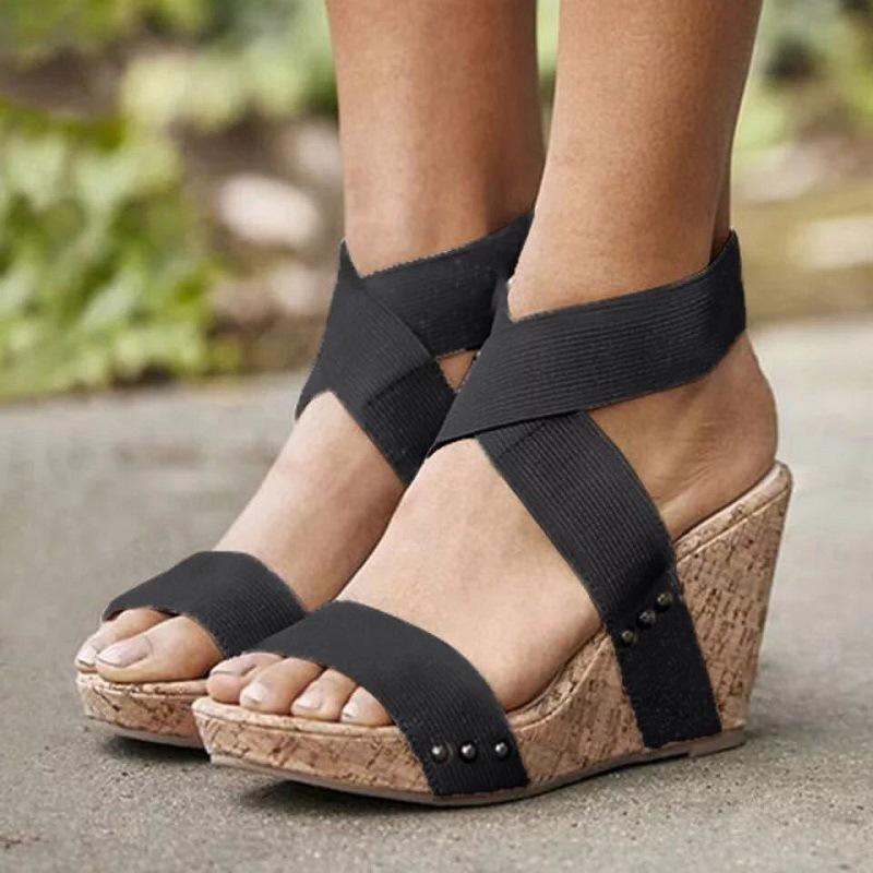Women's ankle criss cross band wedge sandals