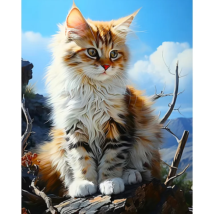 Cat 40*50CM (Canvas) Full Round Drill Diamond Painting gbfke