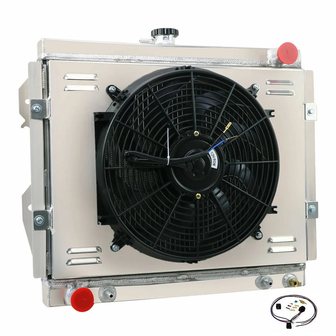 ASI Performance 3-Row Aluminum Radiator + Shroud & Fan Relay For Toyota Pickup 1984-1995 2.4L