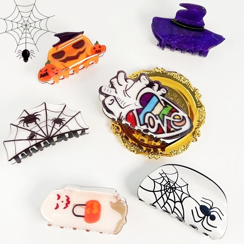Halloween Hip-Hop Funny Women's Pumpkin Skull Acetic Acid Sheets Hair Claws