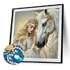 Pearl White Horse 5D DIY Diamond Art Painting Kit Partial Drill 30x30cm