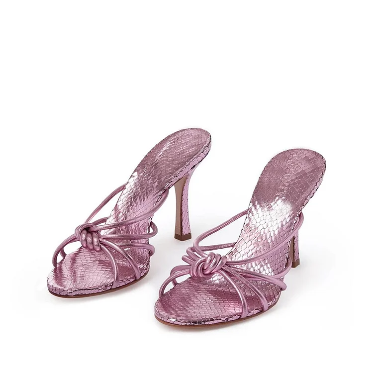 Pink Python Tie Mule Heels |FSJ Shoes