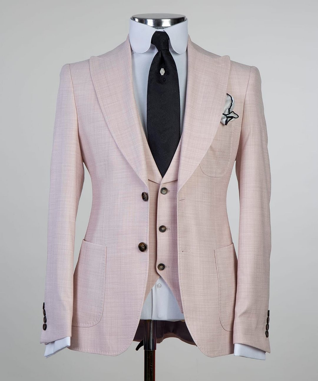 Men's lemonade pink 3pcs suit.