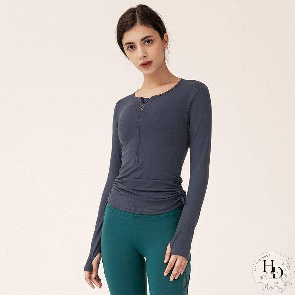 Sexy sports running gym seamless crop top yoga long sleeve fitness t-shirt workout tops