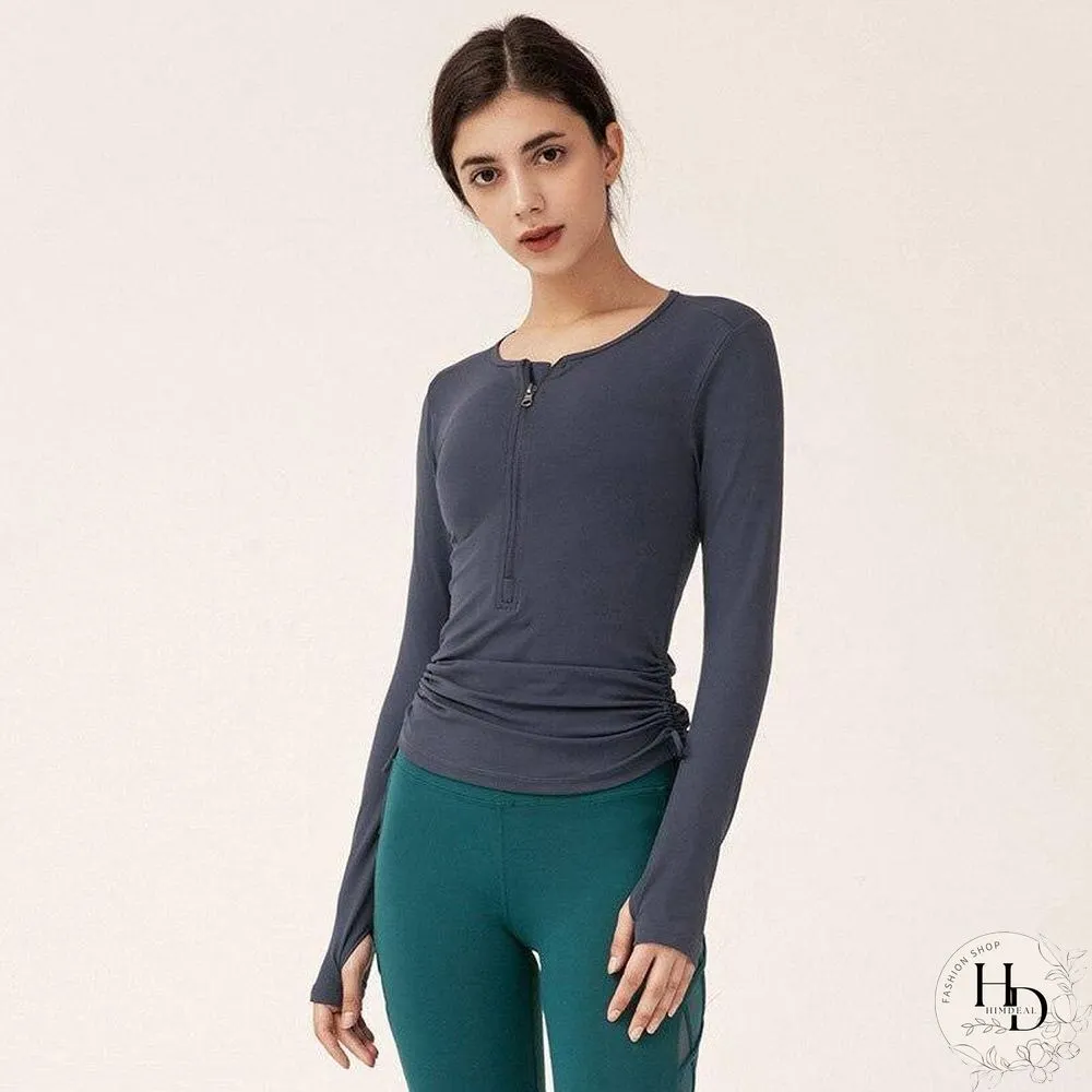 Sexy sports running gym seamless crop top yoga long sleeve fitness t-shirt workout tops