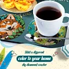 6Pcs/set Diamond Painting Wooden Puppy Coaster Cup Cushion With Holder