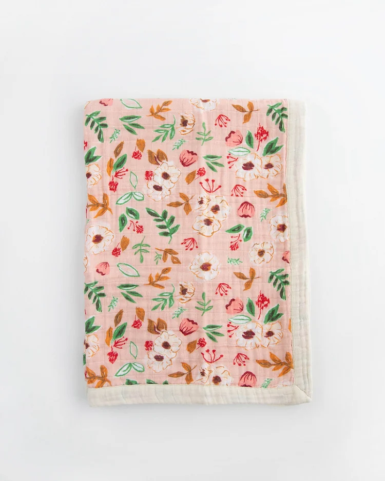Cotton Muslin Baby Quilt - Vintage Floral
