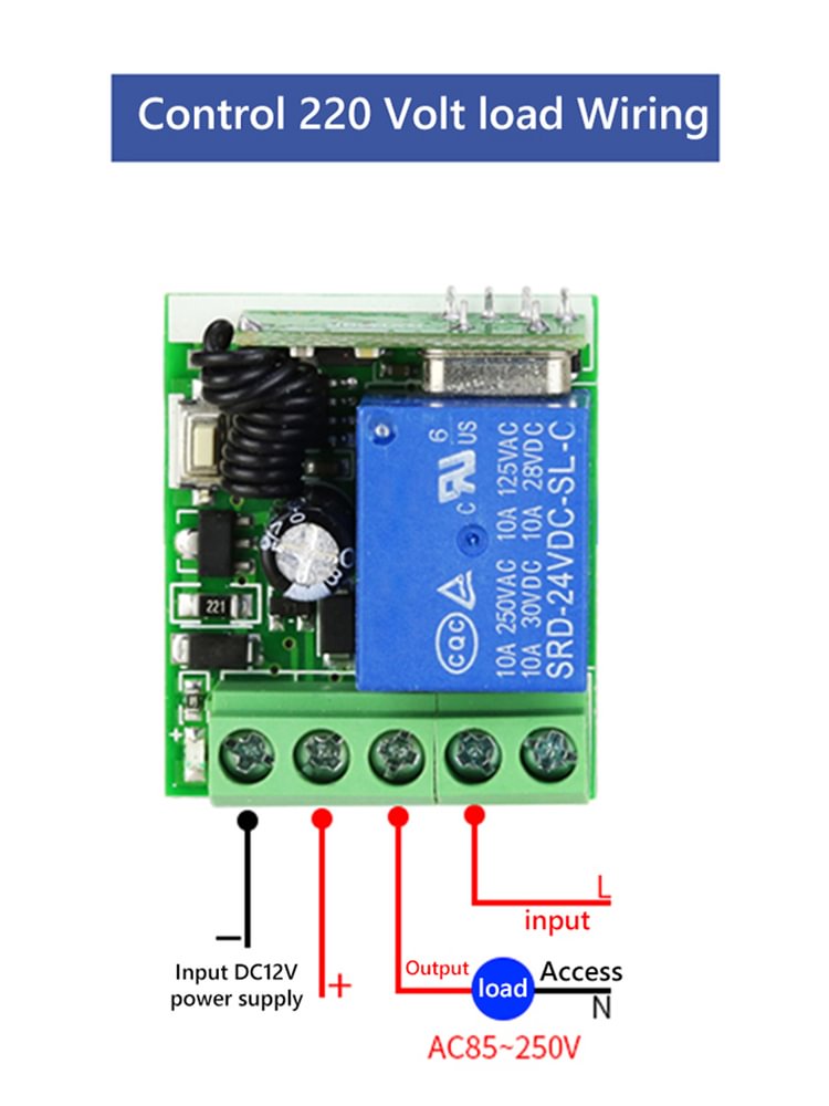 AKRK0112 315MHz Remote Control Switch 12V Relay Receiver for Garage Door