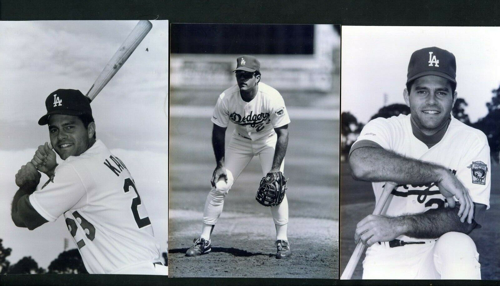 Eric Karros LOT of THREE 4 x 6 Press Original Photo Poster paintings Los Angeles Dodgers