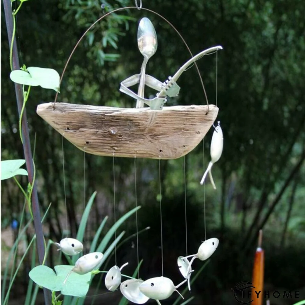 Last Day 50% OFF -Fishing Man Spoon Fish Sculpture Wind Chime | IFYHOME