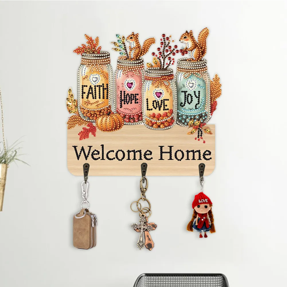 DIY Wooden Vase Diamond Art Hanging Hook Rail Diamond Painting Art Craft Wall Hooks