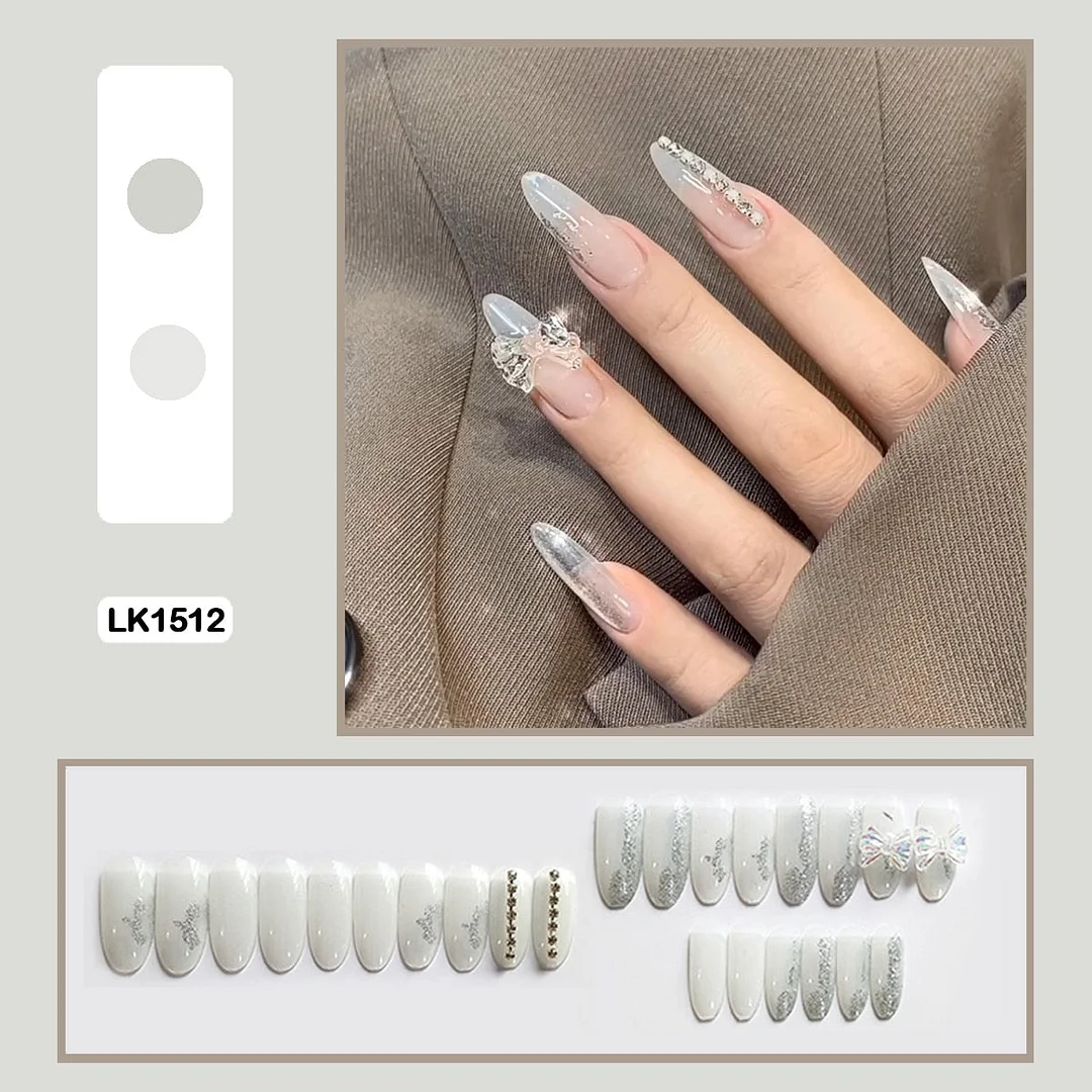 24pcs Stereoscopic Butterfly Light Luxury Elegant Nude Lady Style Removable Nail False Nail Manicure Tool-Nail Inspo