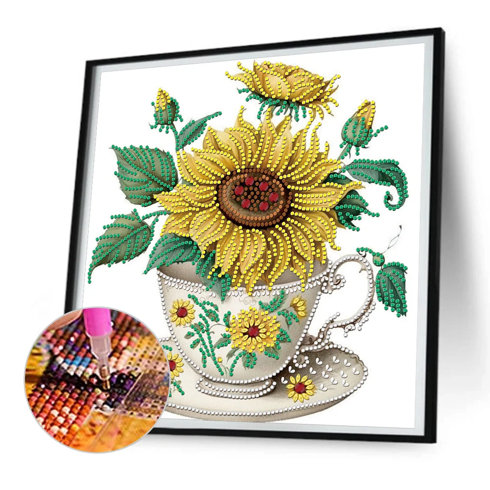 Diamond Painting - Partial Special Shaped Drill - Sunflower Cup(Canvas|30*30cm)