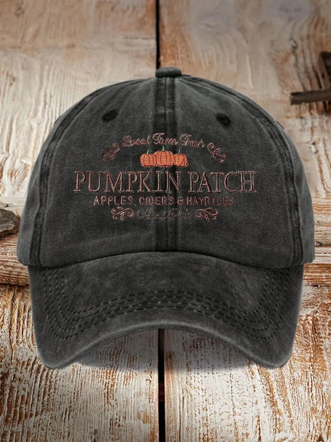 Unisex Fall Pumpkin Embroidery Print Hat