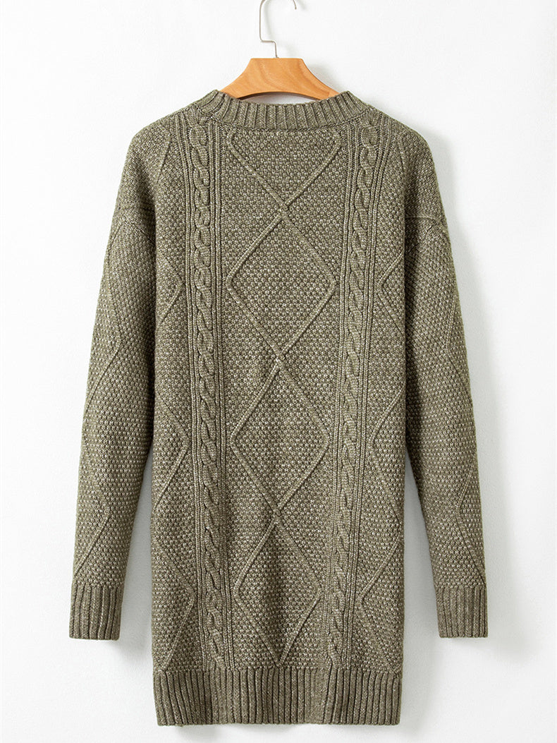 Women's Long Sleeve Scoop Neck Graphic Knit Midi Dress