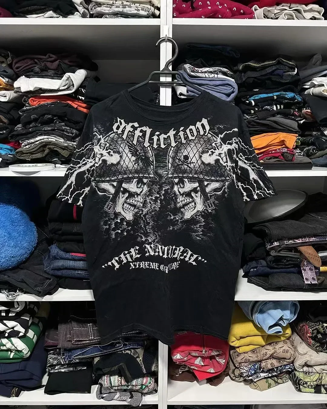 Claimyourwin men fall wear Y2K Gothic Clothing Affliction T Shirt Men Skull Graphic New Harajuku Round Neck Oversized T-Shirt Short Sleeve Tops Street Wear