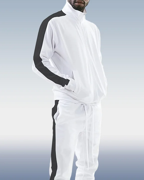 Men's white and black color block jogging sportswear