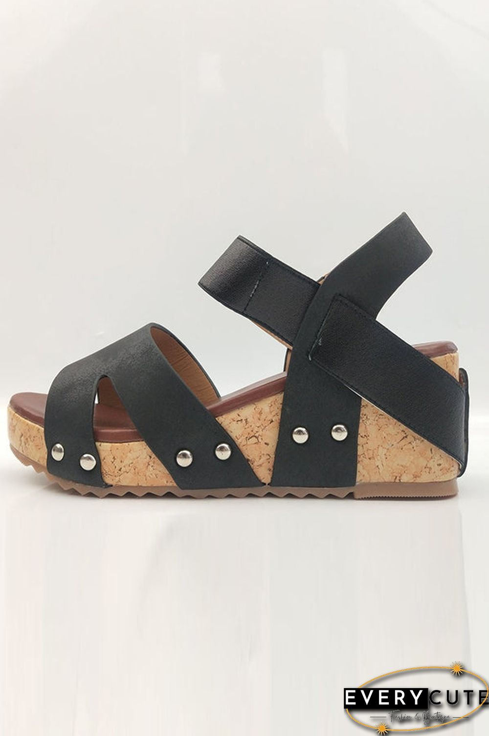 Dawn Cut-Out Zipper Front Wedge Sandals