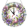 Lila Kranz 2D flache DIY-Acryl-Diamantmaler-Uhrenanh&auml;nger mit Uhrenfunktion 9,65x9,65 Zoll f&uuml;r Hauswand- oder Fensterdekoration