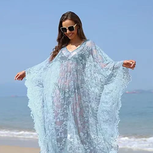 Uveng Uveng Size Gown Loose Lace Dress Beach Smock Dress Pregnant Woman Photo Robe