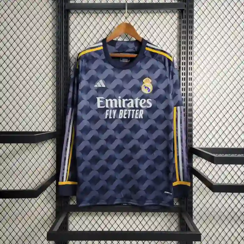 23-24 Real Madrid Long Sleeved Soccer Jersey Away