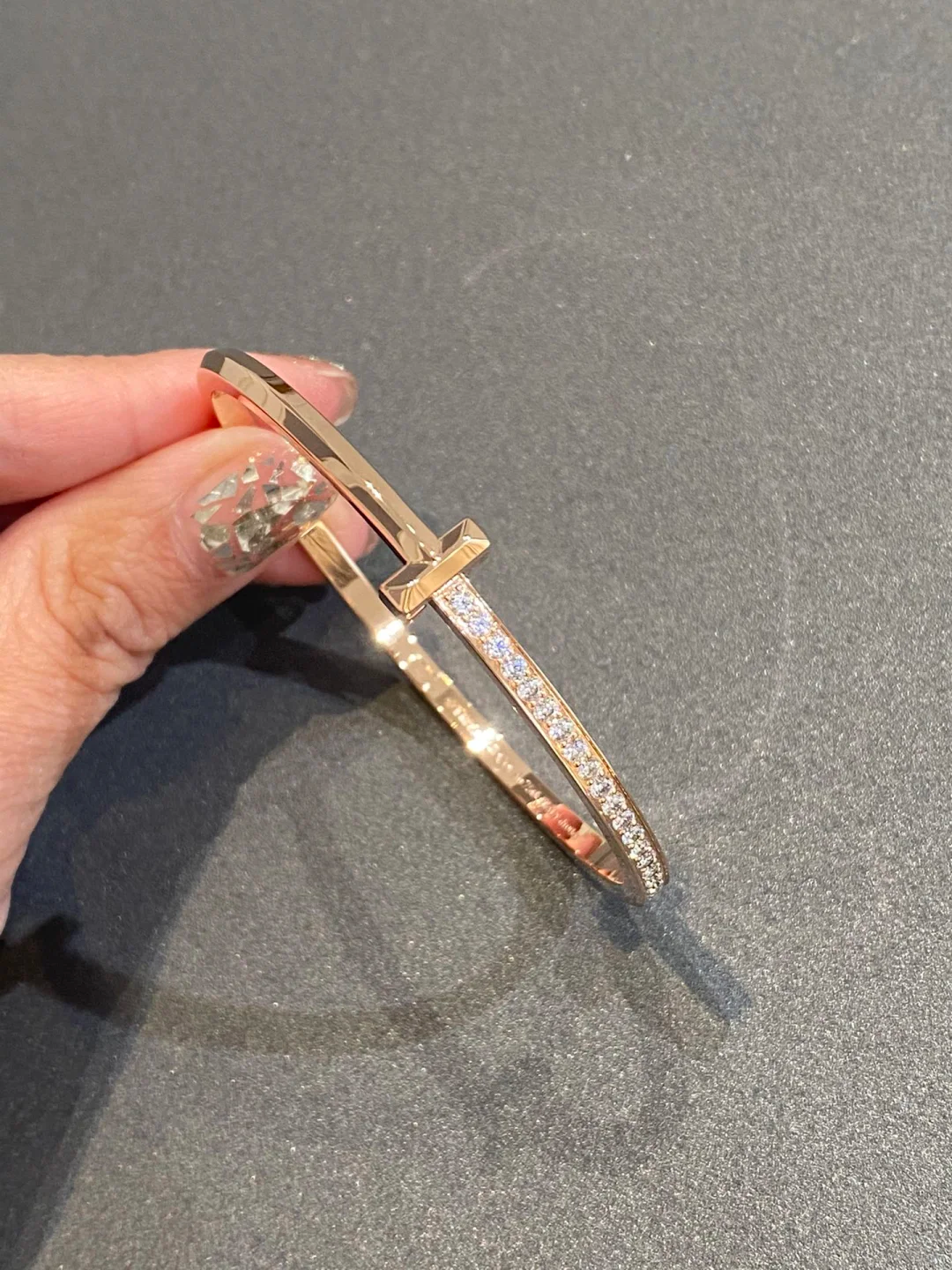 Buy replica Tiffany T1 Narrow Diamond Hinged Bangle and replica jewelry from PICKS Jewelry