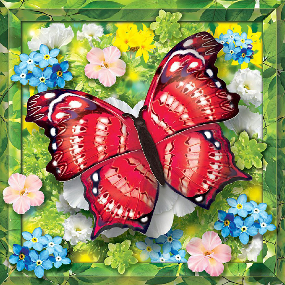 

(Multi-Size) Butterfly Flower - Round/Square Drill Diamond Painting, Square diamond 30*30cm, 501 Original