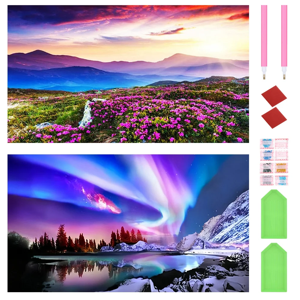 2PCS Full Round Diamond Painting - Landscape(Canvas|70*40cm)