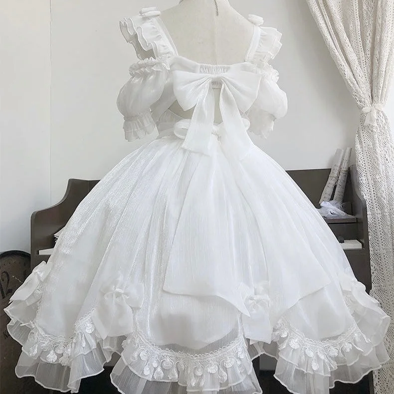 Black/White Lolita Kawaii Sweet Bow Backless Dress SS2327