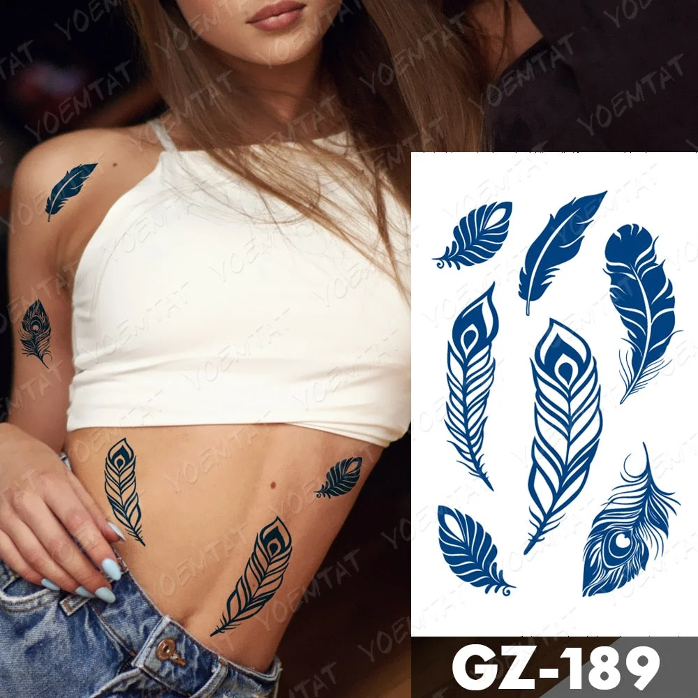 Juice Lasting Waterproof Temporary Tattoo Stickers Starry Sky Moon Flower Rose Flash Tattoos Woman Arm Ink Body Art Fake Tatto