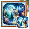 Owl On Gemstone Under Moonlit Night-Full Embroidery 3 Strands 11CT Stamped Cross Stitch-40*40CM