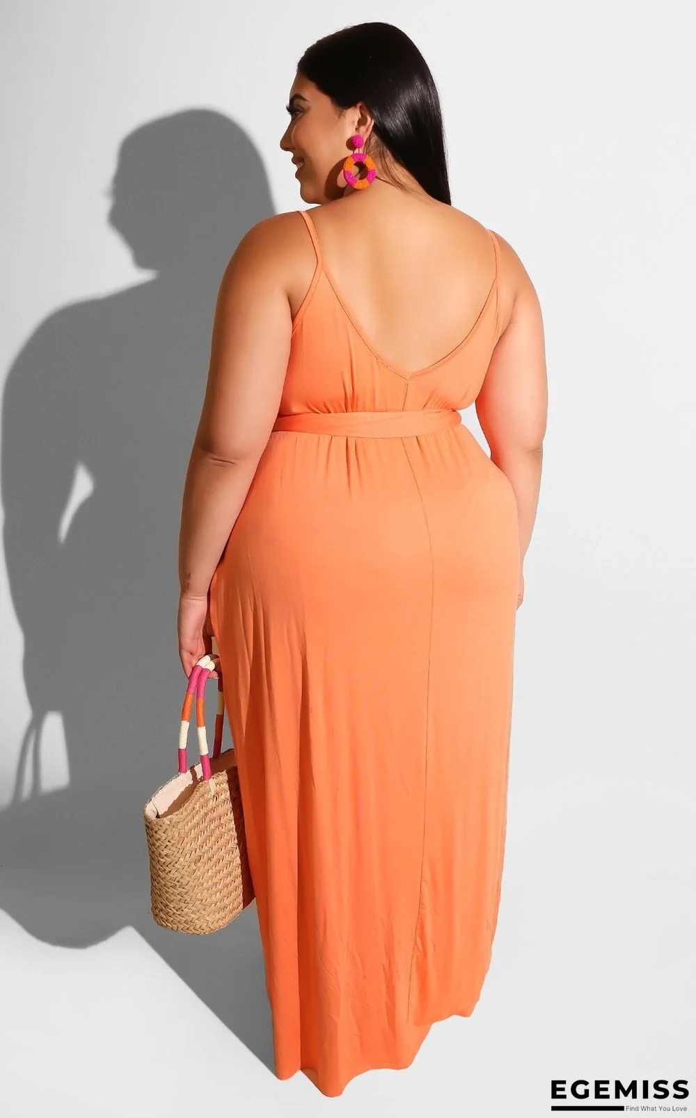 Casual Solid-colored Sling Dress Large Size Women's Wear Black Dresses | EGEMISS