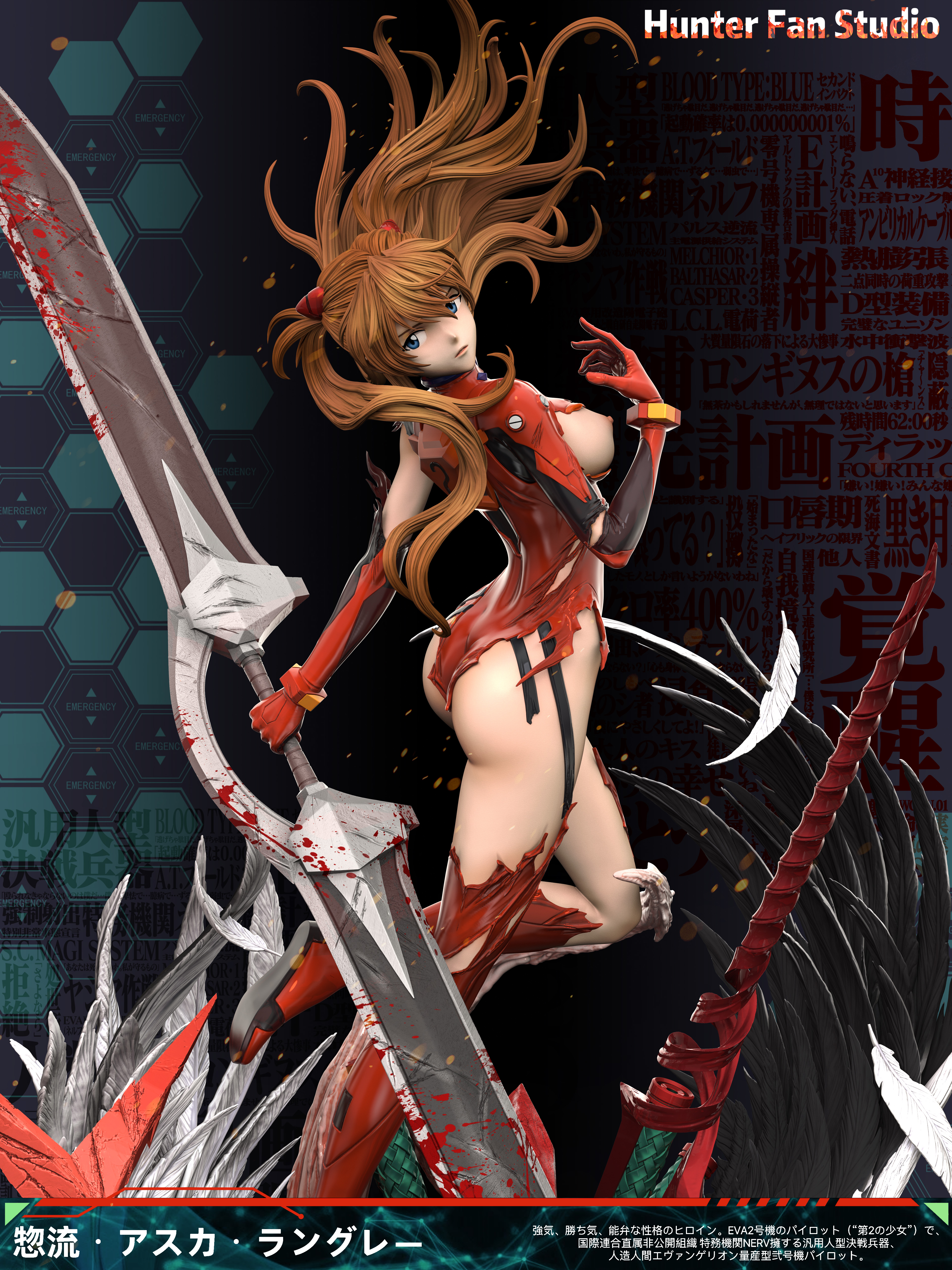 Pre-order Hunter Fan Studio-Resonance Of Goddess Series Neon Genesis Evangelion (EVA) ASUKA 1/4 Statue GK 