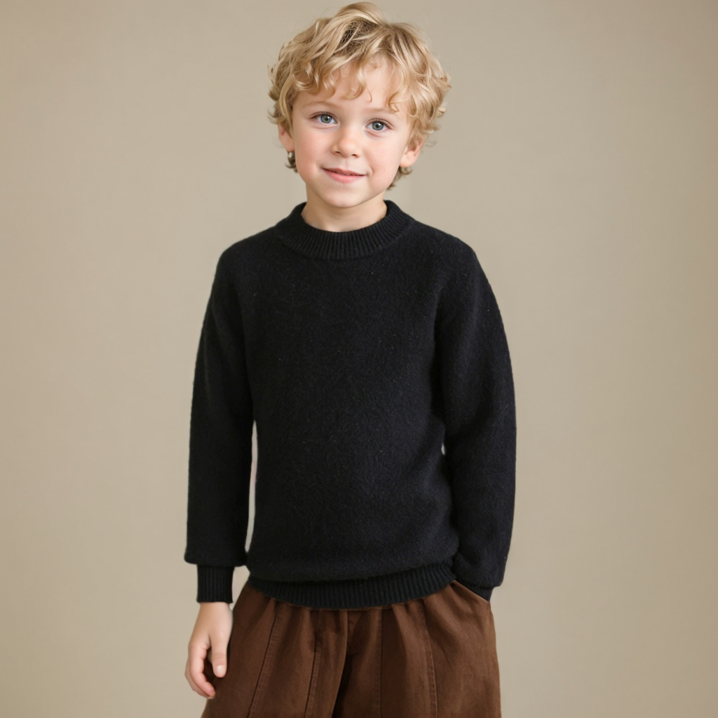 Solid Kid's Wool Sweater REAL SILK LIFE