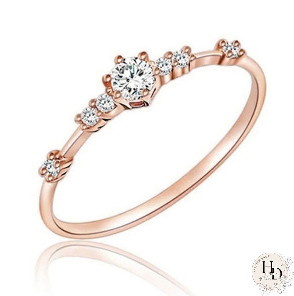 New 18k Yellow Gold 7 Small Diamonds Exquisite Ladies Engagement Diamond Ring Jewelry Ring (4-11)