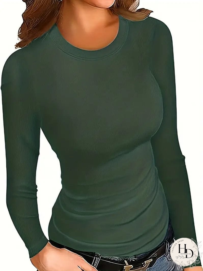 Trendy Ribbed Mock Neck Top