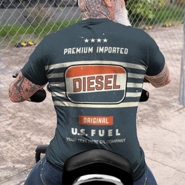 Mens Vintage Engine Diesel Badge Print T-Shirt