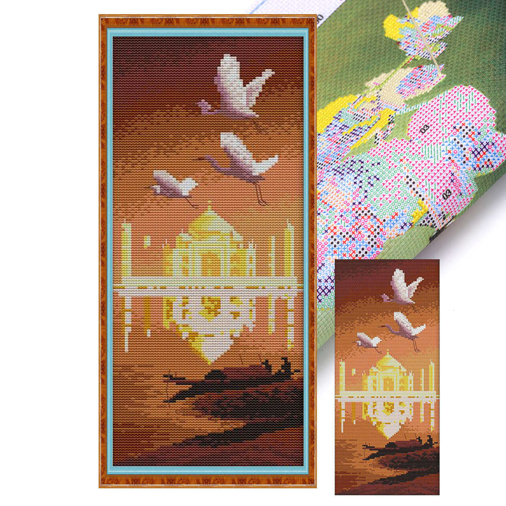 Taj Mahal, India Full 11CT Pre-stamped Canvas(20*49cm) Cross Stitch