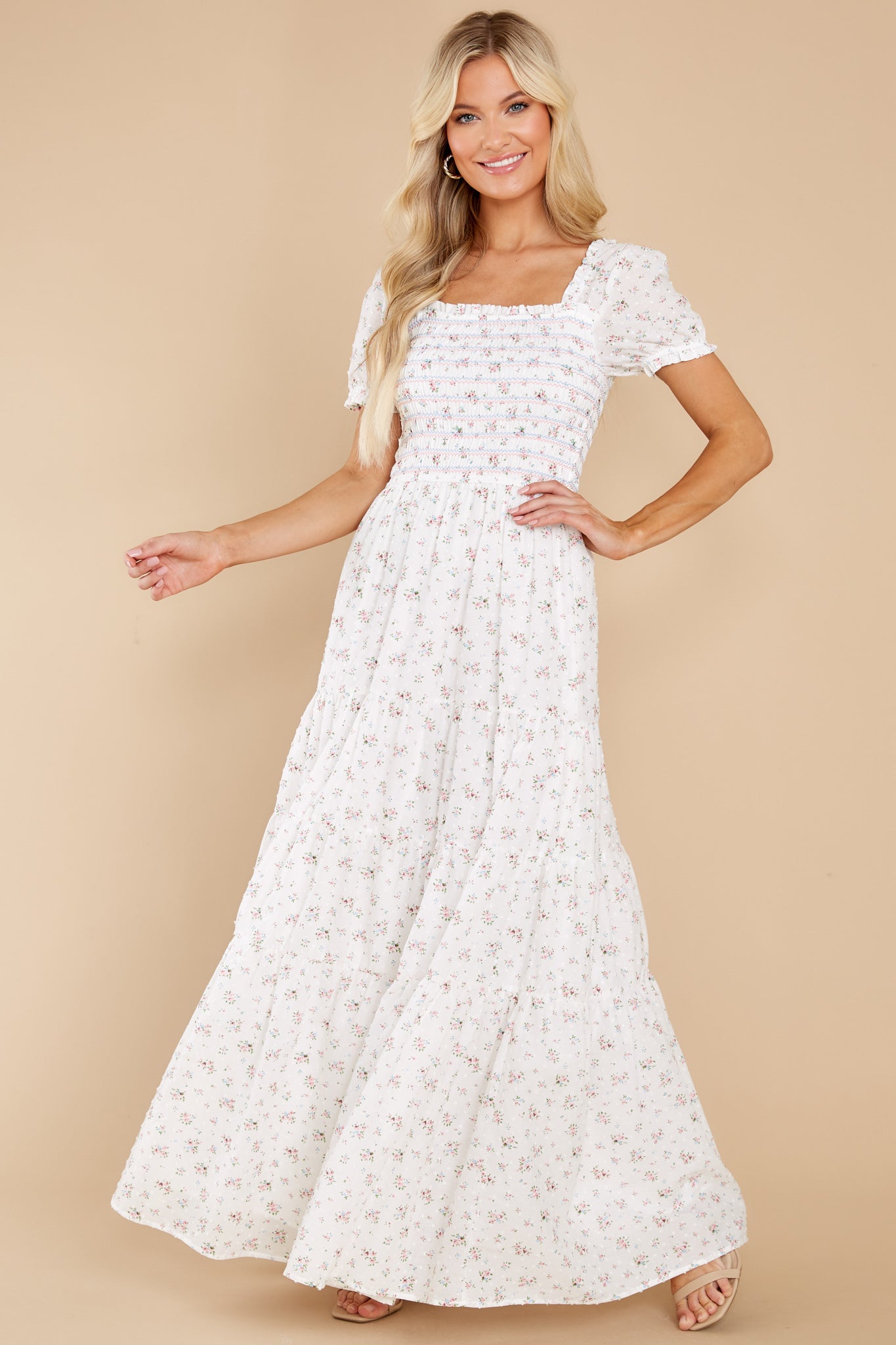  thdmladies Tagalongs White Floral Print Maxi Dress thedmladies