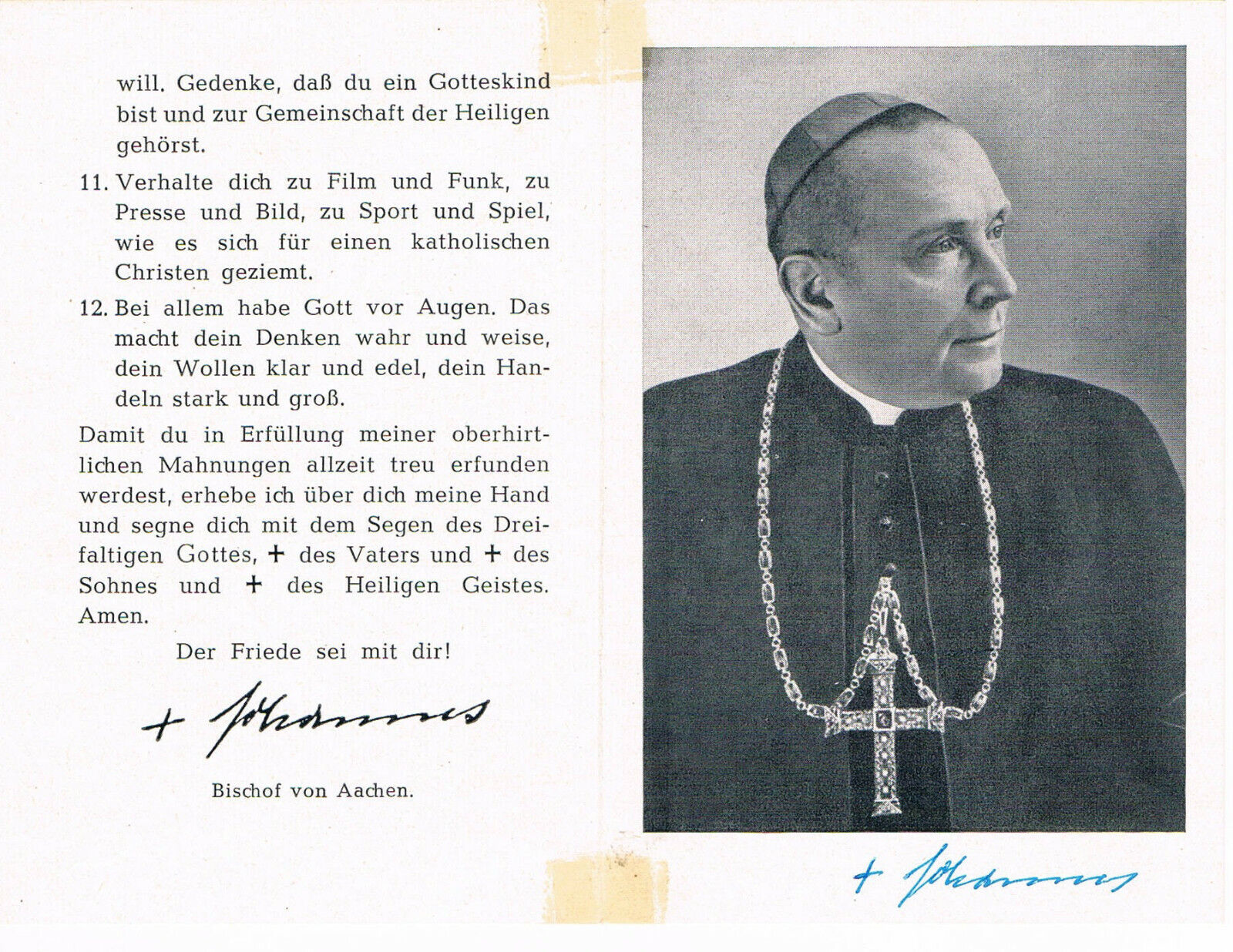 Bishop Johannes Pohlschneider 1899-1981 autograph signed Photo Poster painting 3x4.5