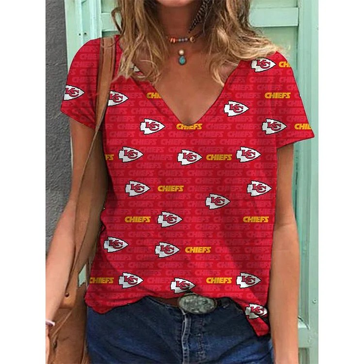 Kansas City Chiefs Lightweight Short Sleeve V-Neck T-Shirt