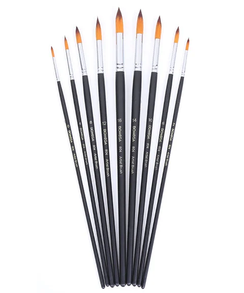 9 Pcs Round Watercolor Paint Brush Set-Himinee.com