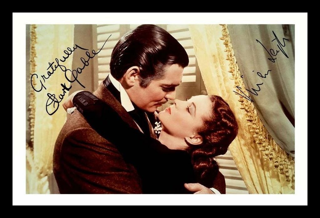 Clark Gable & Vivien Leigh - Gone With The Wind Signed & Framed Photo Poster painting